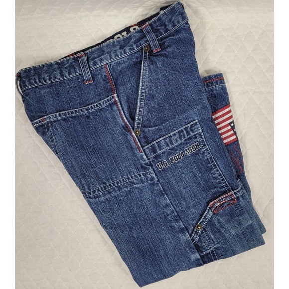US Polo Assn Boy's Cargo Denim Jeans Stitch and Print Detail 8-Pocket Size 6 - Picture 2 of 16